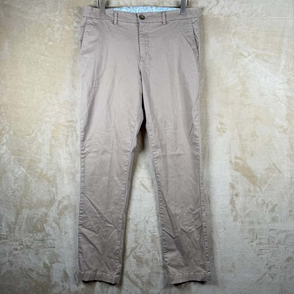 Magaschoni‎ Mens 32x30 Khaki Chino Pants Cotton Tencel Stretch Flat Front Casual